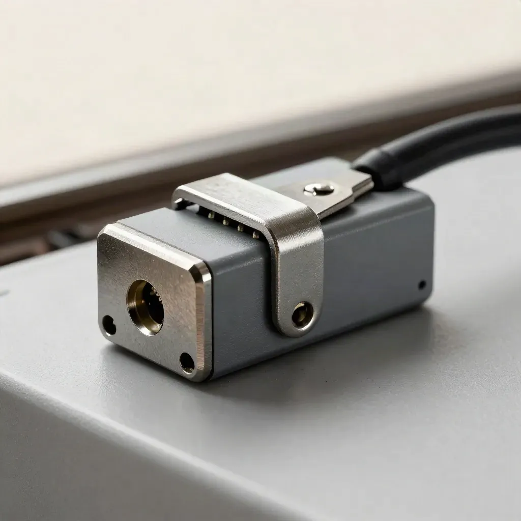 Relay module with cable clips and a timed latch on brushed steel under hard side light